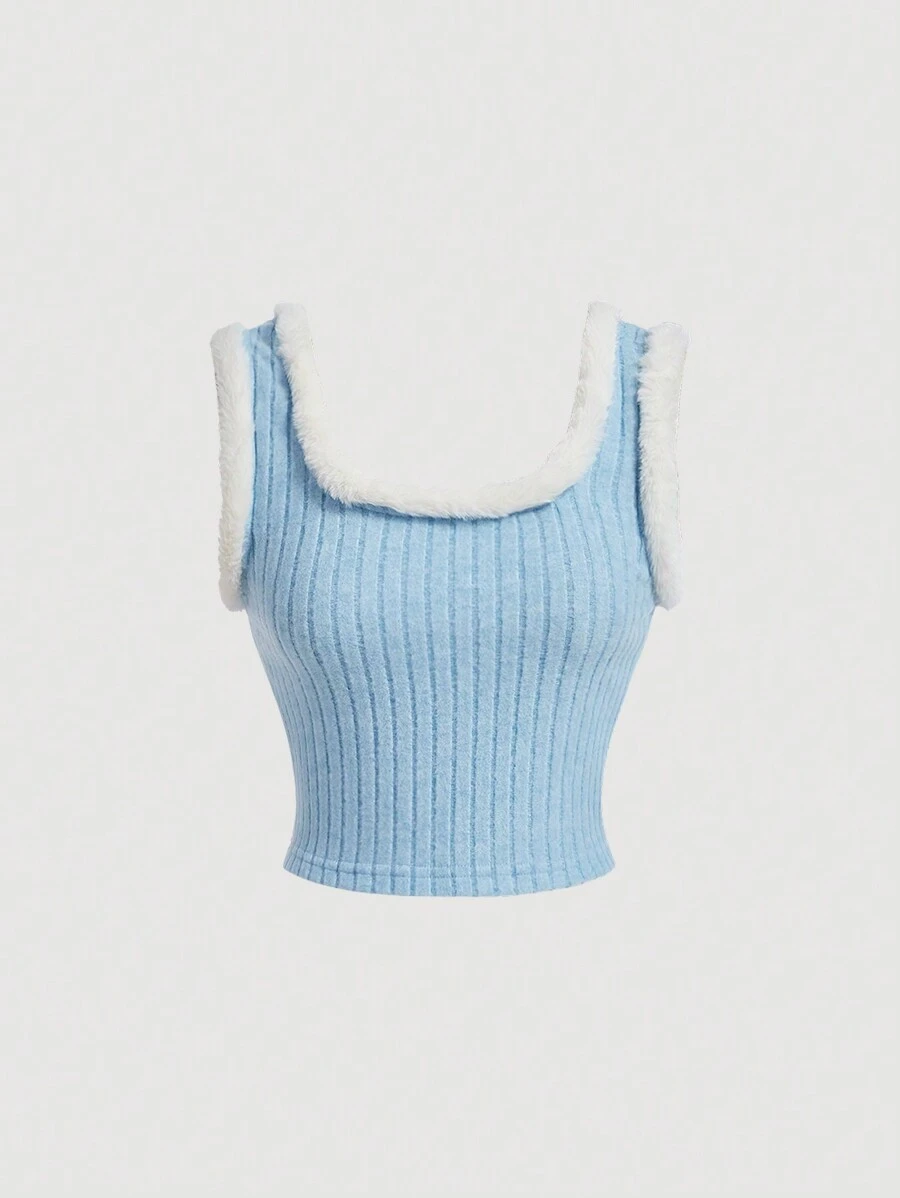 SHEIN MOD 컬러 블록 패치워크 탱크 탑 - 블루 - 보기 1