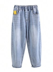 少年2024春夏新款寬鬆牛仔褲 - 淺色水洗藍 - 查看 7