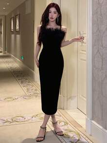 DAZY Đầm hai dây bó sát dành cho nữ Đầm dạ hội - màu đen - Xem 8