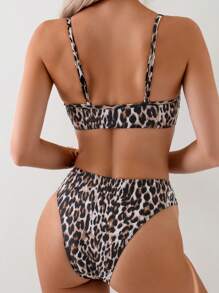 SHEIN Swim 2025 Women Leopard Print Sexy Bikini Set, Beach Vacation Summer - Multicolor - View 3