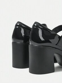 SheIn MOD 女士纯色高跟鞋度假鞋夏季促销圣诞女巫秋季新年假期 - 黑色 - 查看 5