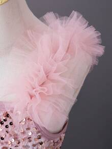 Tween Girl  Gorgeous Pink Lace & Beaded Party Dress, Suitable For Birthday Party, Evening Party, Performance And Wedding - Pink - View 6