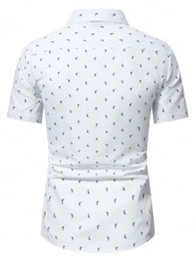 Calvornis Men's Printed Short Sleeve Shirt - White - View 6