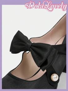 Dola Lovely Fashionable High Heeled Shoes With Bowknot Decoration - Black - View 10