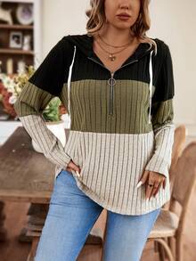 Calvaya 大尺碼女式拼色連帽衫 - 彩色 - 查看 5