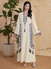 Al Najma 女裝幾何印花流蘇裝飾連衣裙 - 彩色 - 查看 3