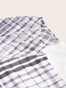 SHEIN Qutie Plus Size Women's Plaid Mesh Double Layer T-Shirt - Black and White - View 4