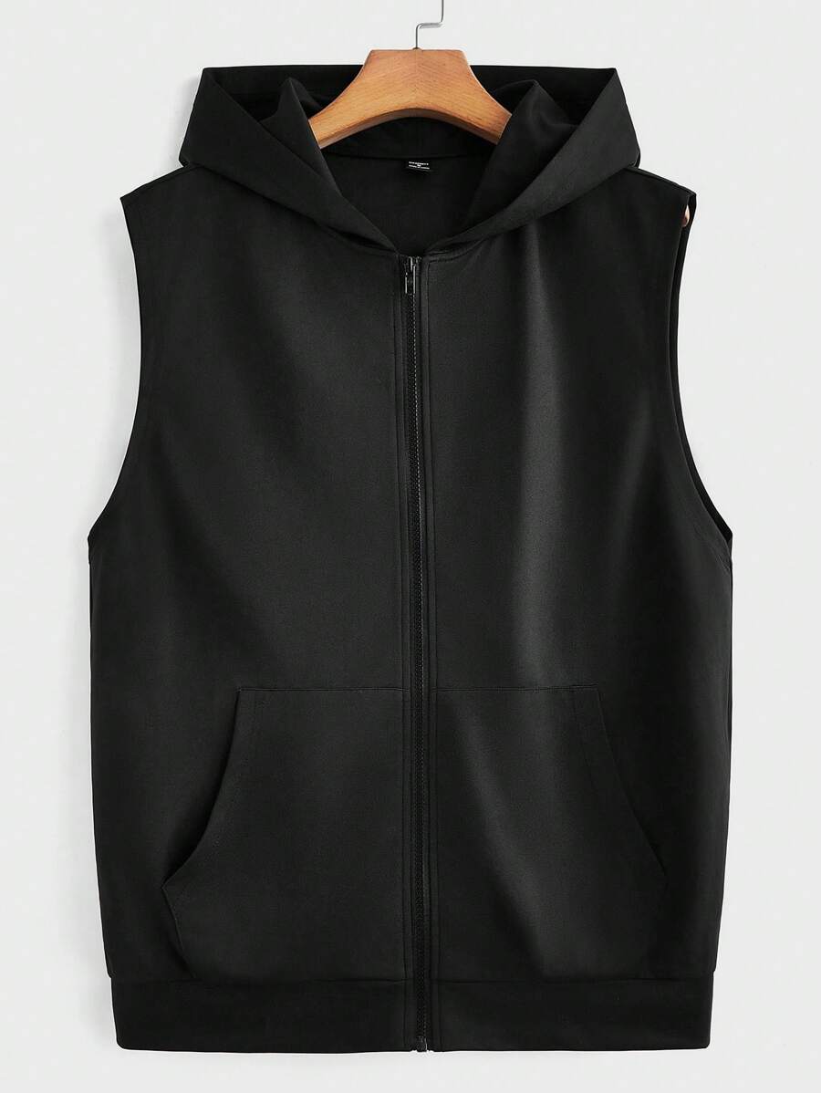 Manfinity VCAY Sudadera sin mangas de punto informal para hombres, con capucha, estilo de moda para salir, color negro, para regalar a amigos, esposo o novio