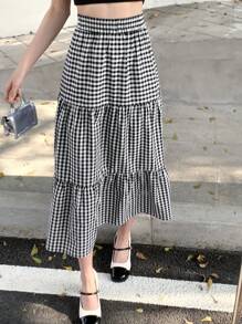 DAZY Women's Plaid Long Skirt,Ruffle Fall Skirts - Multicolor - View 6