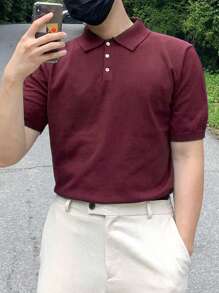 DAZY 男士纯色夏季针织短袖 Polo 衫，商务正装