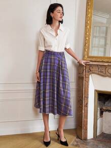 SHEIN Frenchy Chiều dài trung bình Vải len vuông Váy - Nhiều màu - Xem 8