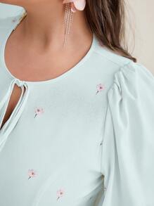 Mulvari Plus Size Floral Print Lantern Sleeve Dress