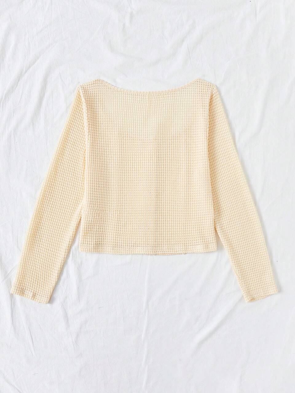 Plus Size Women's Big Scoop Neck Buttoned T-Shirt