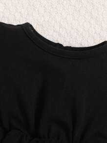 Body De Malha De Manga Bolha Para Bebê Recém-nascido Com Babados Sólidos Nas Bordas