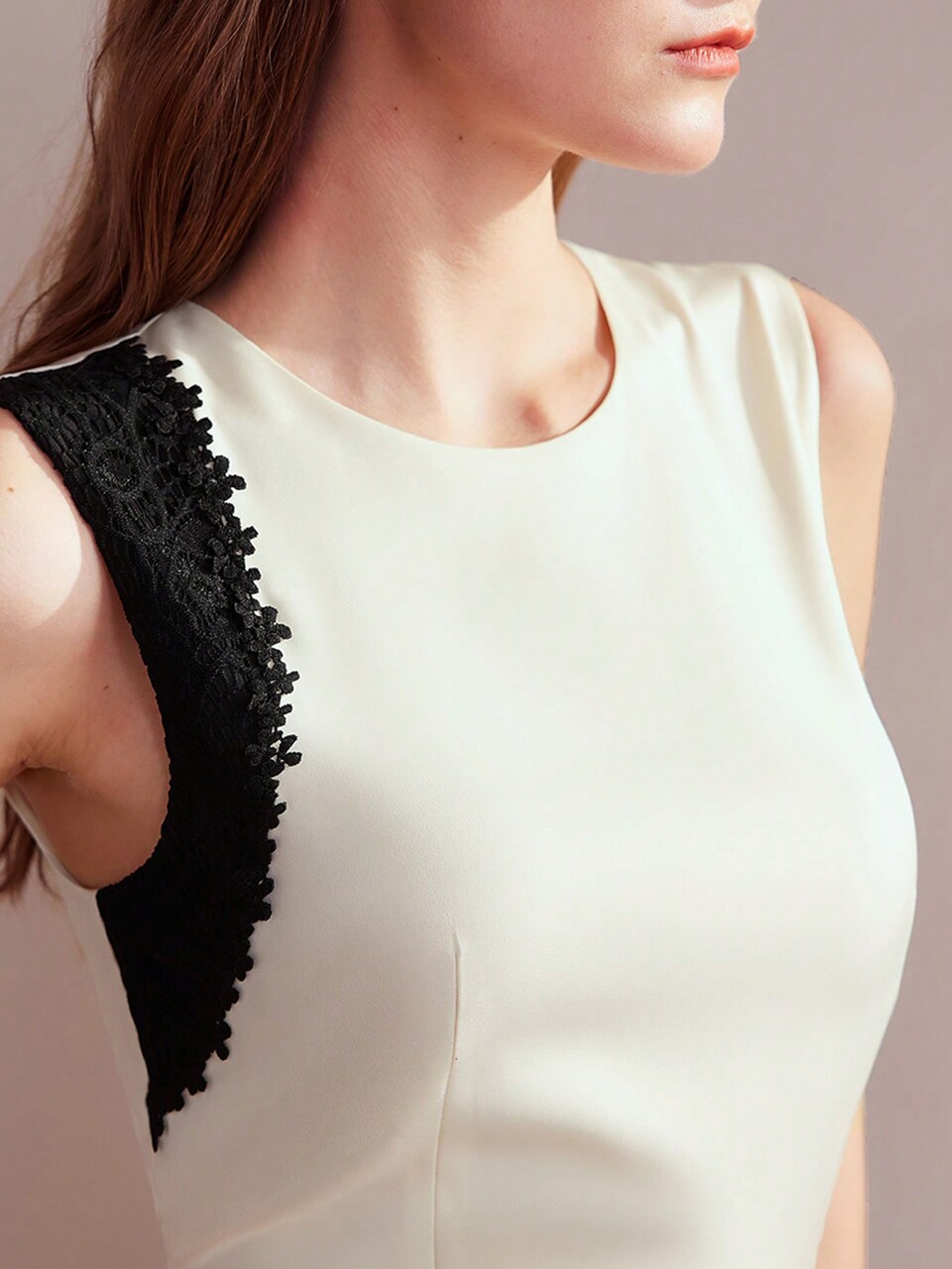 TWO TONE CONTRAST GUIPURE LACE DRESS