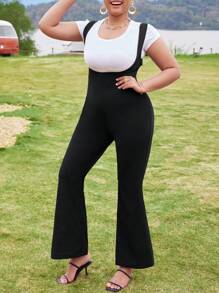 Calvaya Plus Size Solid Color Flare Jumpsuit