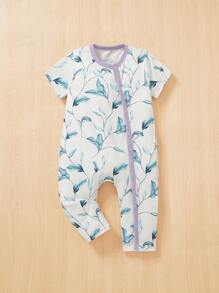 Baby Girl Off-Shoulder Short Sleeve Jumpsuit Baptism Sage Green Pastel Purple White Summer Casual - Multicolor - View 2