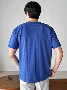 DAZY Men Cotton Letter Graphic Tee - Blue - View 2