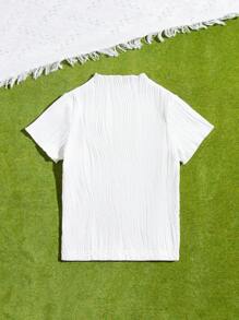 SHEIN T-shirt Mit Kurzem Ärmel Und Stehkragen Für Junge Mädchen Mit Buchstaben-patch