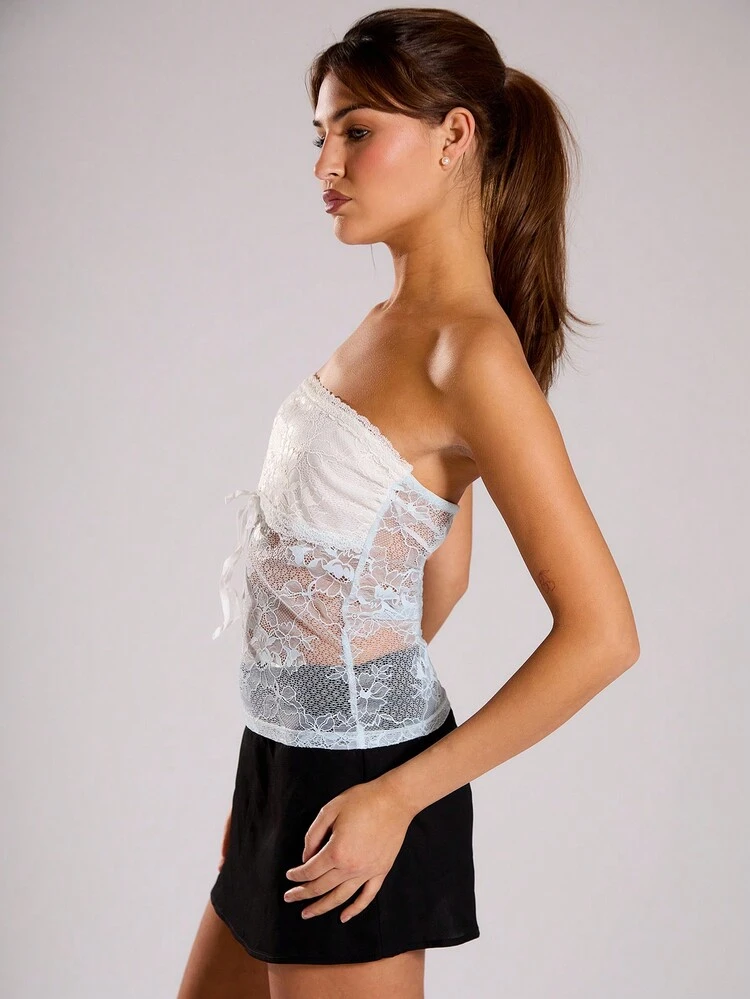 Contrast Lace Corset TopVacation Spring Summer Festival Holiday