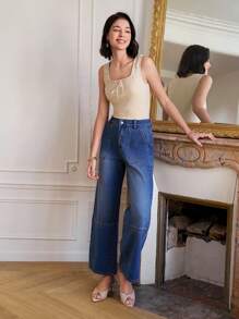 SHEIN Frenchy Women's Sleeveless Knitted Tank Top For Summer With Bow Casual - Apricot - View 8