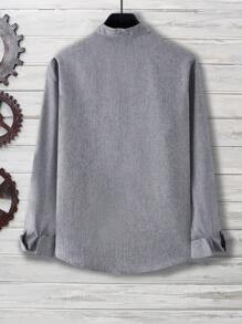 Manfinity Mode Camisa De Manga Larga Simple Y Diaria Para Hombres