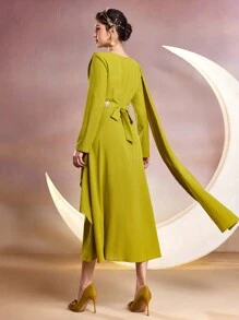 Modelyn Solid Color Draped Neckline Dress