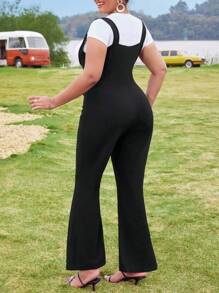 Calvaya Plus Size Solid Color Flare Jumpsuit