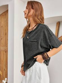 Bohemela 女裝圓領純色下肩袖t恤