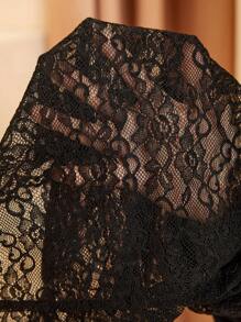 GSS Designer Lace Three-Piece Outfits, Women Clothes, For Holiday, Festival - Black - View 7