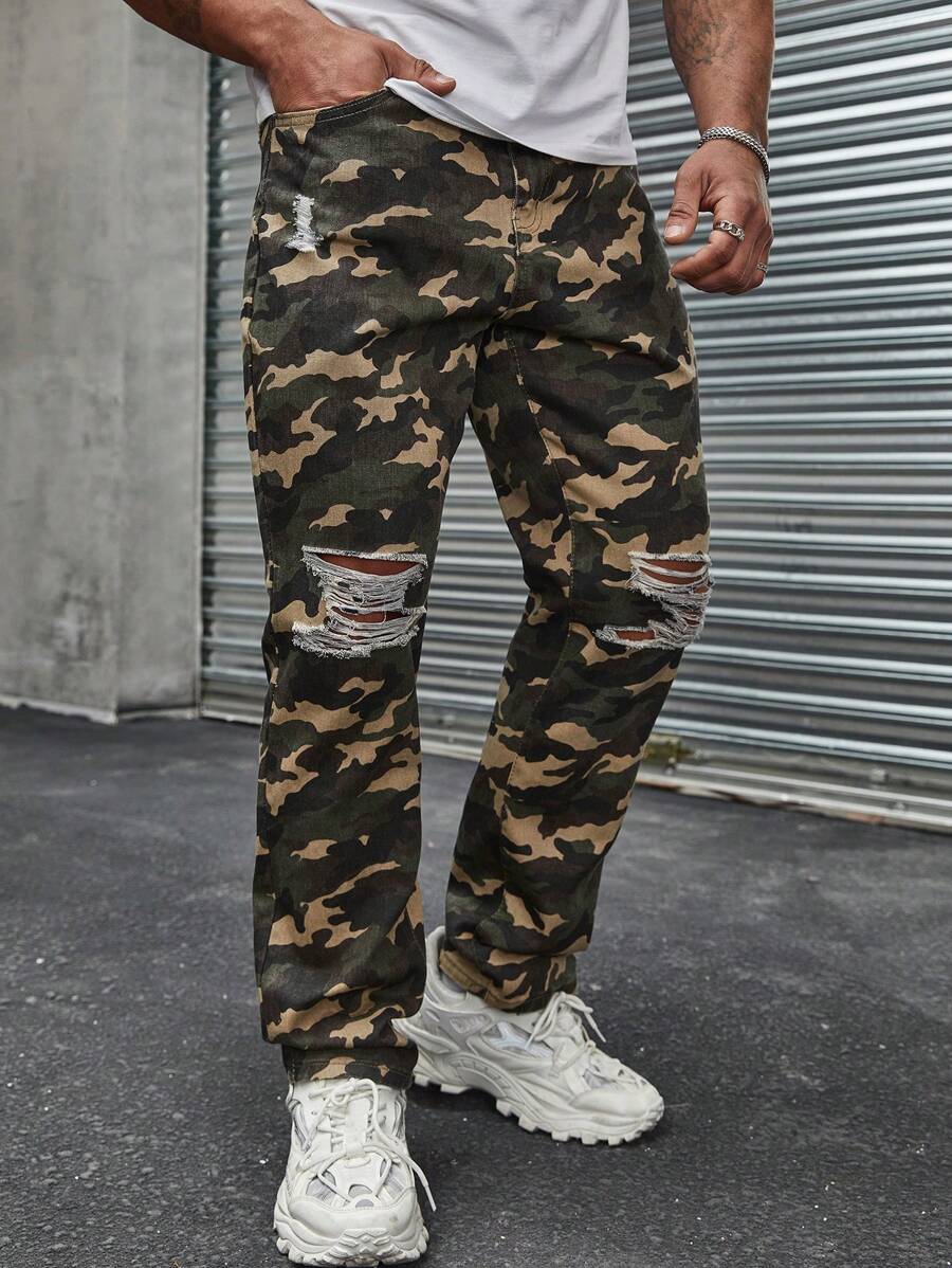 Manfinity LEGND Men's Camouflage Printed Jeans - Multicolor - View 1