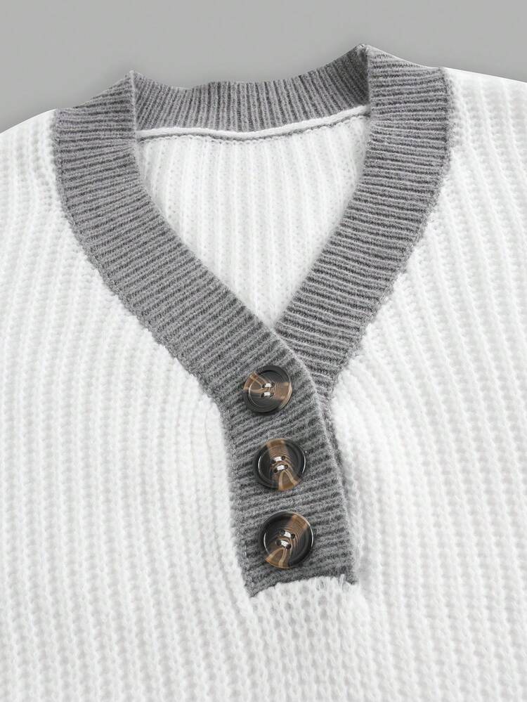 Ladies' Button Front Long Sleeve Sweater, Knit Pullover Fall Winter