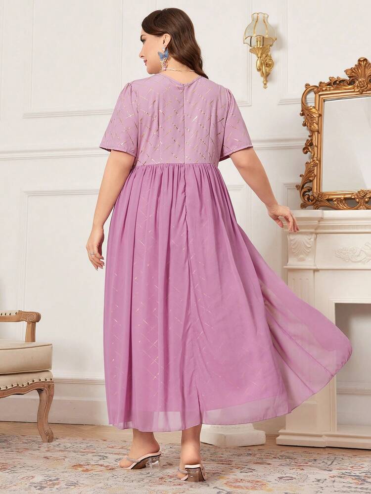 Plus Size Solid Color V-Neck Dress Long Evening Dresses