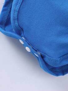 SHEIN Playful Pals 5件套婴儿男童休闲百搭简约圆领按扣短袖柔软针织连体衣，多色套装，适合日常穿着和户外活动，春夏款 - 彩色 - 查看 6