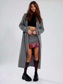 MUSERA Pinstripe Low Rise Mini Skirt Y2k 90's Summer Party - Grey - View 3