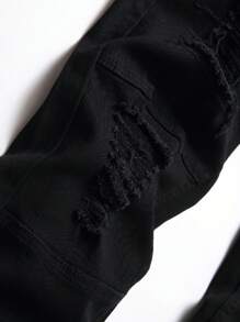 Plus Size Men's Straight Leg Distressed Denim Jeans, Suitable For Everyday Wear - Black - View 4
