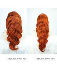 Ginger Orange Color Pre Cut Lace Body Wave Lace Front Wig #350 Copper Breathable Cap Unprocessed Raw Soft Human Hair Wig For Women - S350 - View 4