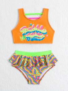 Maillot De Bain Bébé Fille À Imprimé Lettre