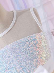 SHEIN Glitzerndes edles Exquisite Paillettenkleid mit Tüll für Tween-Mädchen