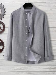 Manfinity Mode Camisa De Manga Larga Simple Y Diaria Para Hombres