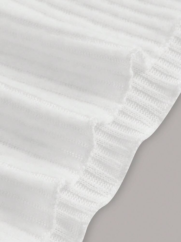 SHEIN EZwear Patched Detail Solid Crop Tee - White - View 3