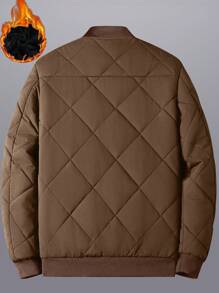 Manfinity Homme Abrigo acolchado con forro térmico, cuello de béisbol y cremallera, para hombre, para otoño e invierno - Marrón - Ver 2