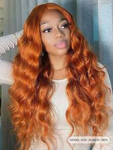 Ginger Orange Color Pre Cut Lace Body Wave Lace Front Wig #350 Copper Breathable Cap Unprocessed Raw Soft Human Hair Wig For Women - S350 - View 3