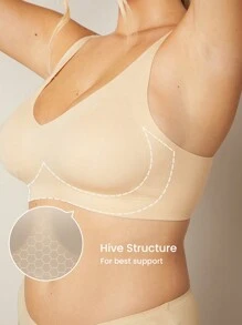 LUVLETTE Dream Curve 2ndSkin Wireless Seamless Plunge Lounge T-Shirt Lingerie As Outerwear Sticky Bra No Show Underwear 2 Pack