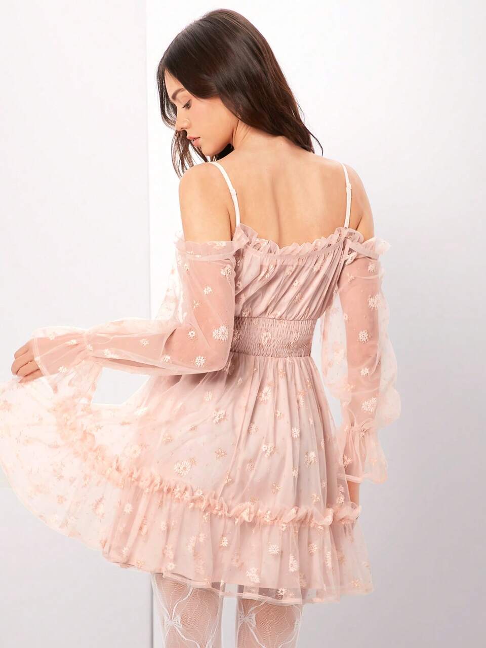 Women's Embroidered Mesh Dress