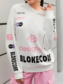 SHEIN Sports Women's Loose Fit Sports Sweatshirt With Letter Print