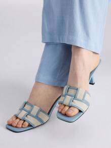 MOTF PREMIUM WOMEN'S WOVEN HIGH HEEL SANDALS VACATION SHOES, FOR SUMMER NEW YEAR HOLIDAY, SPRING SHOES SPRING BREAK EASTER - Blue - View 1