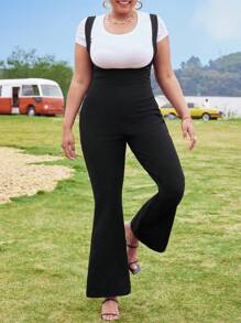 Calvaya Plus Size Solid Color Flare Jumpsuit