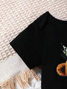 SHEIN Bé sơ sinh bé trai dễ thương in hình gấu có mũ - màu đen - Xem 5