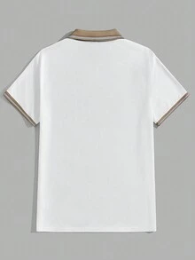 GENTILAND 2 cái/bộ Nam Viền tương phản Dệt kim Giải trí Ngắn tay Áo polo - màu nâu - Xem 2